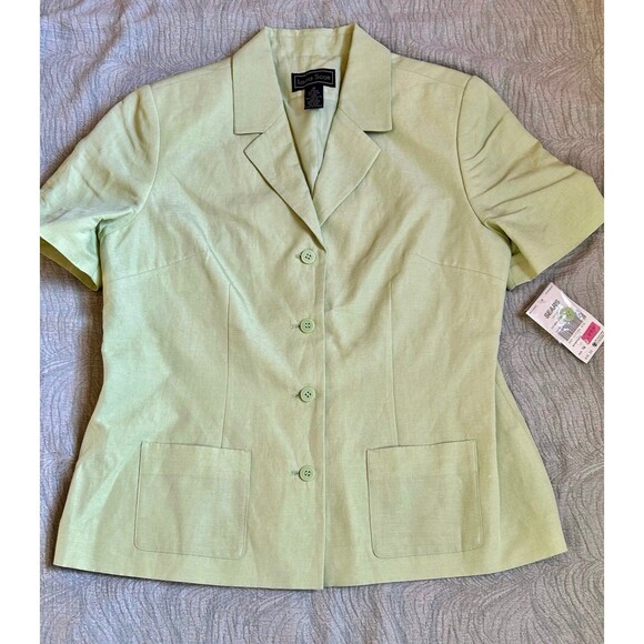 Laura Scott Savannah II Short Sleeved 4 Button Blazer Merim Green size 16 NWT - Picture 2 of 6